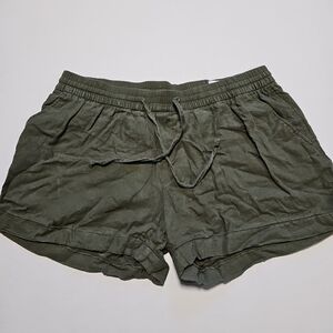 Old Navy | Olive Green Mid Rise Linen 4” Shorts | Women’s Size L